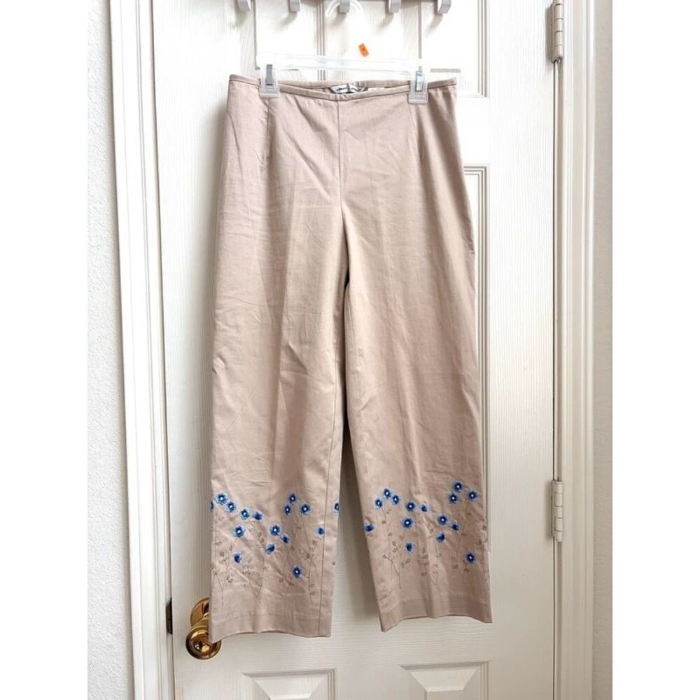 khaki gaucho style wide leg capri pants